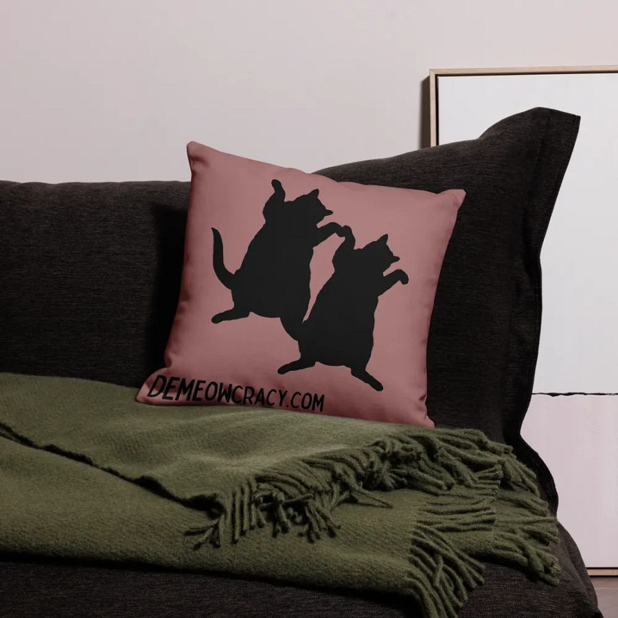 Dancing DeMeowcracy Kitties Pillow Cover - Frosted Cranberry product image (1)