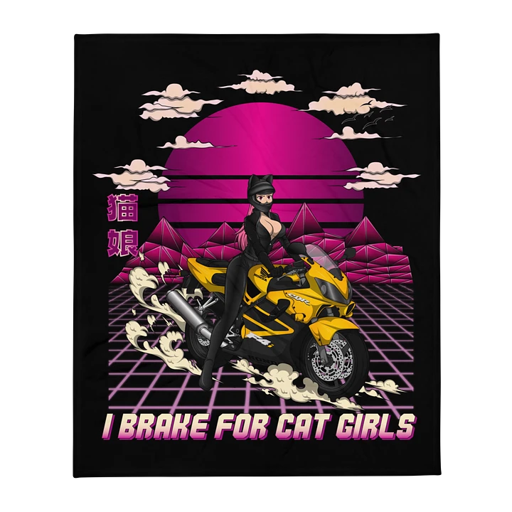 Biker Cat Girl Throw Blanket product image (2)