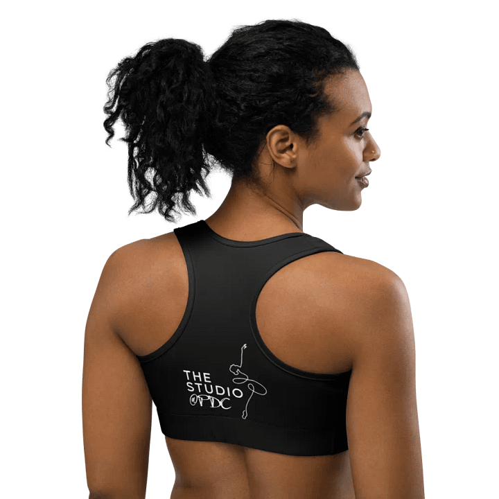 Sports Workout Bra | Black with White Logo on Back product image (1)