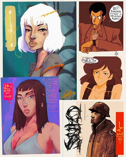 New pages from the sketchbook - ryanair flight delayed so here some stuff from my sketchbook, recent-ish stuff 
⚫⚫⚫.
.
.
.
.
...