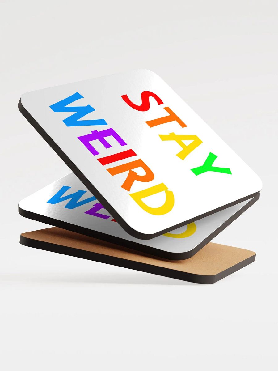 Stay Weird Rainbow - Glossed Cork Coaster product image (4)