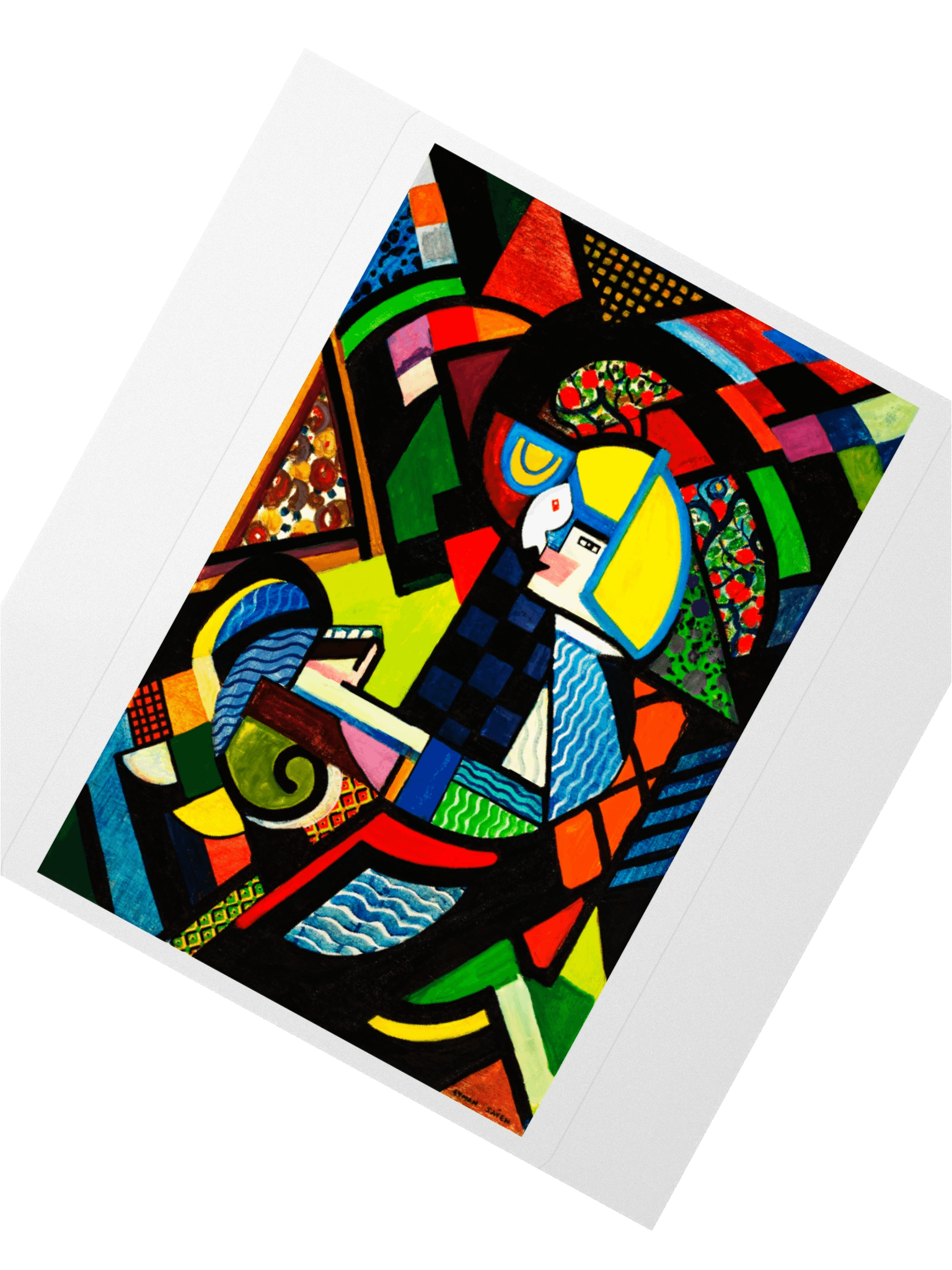 Cubist Abstract Sticker Vibrant Geometric Modern Art Design product image (2)