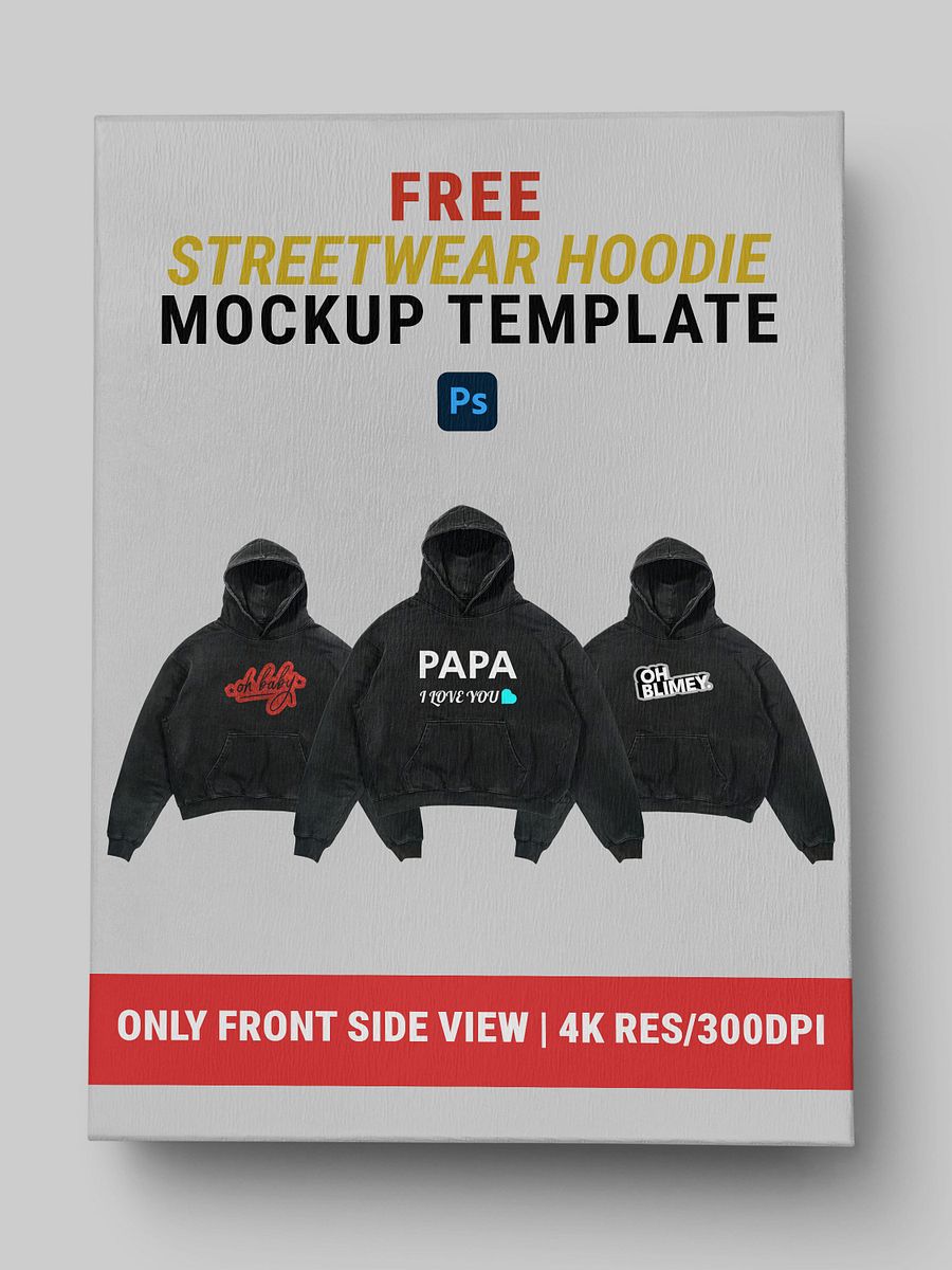 FREE Streetwear Hoodie Mockup Template product image (1)
