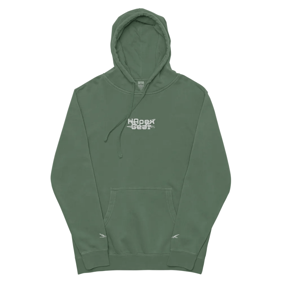Pigment Dyed Hoodie - Embroidered - White HApex Gear Black Logo product image (51)