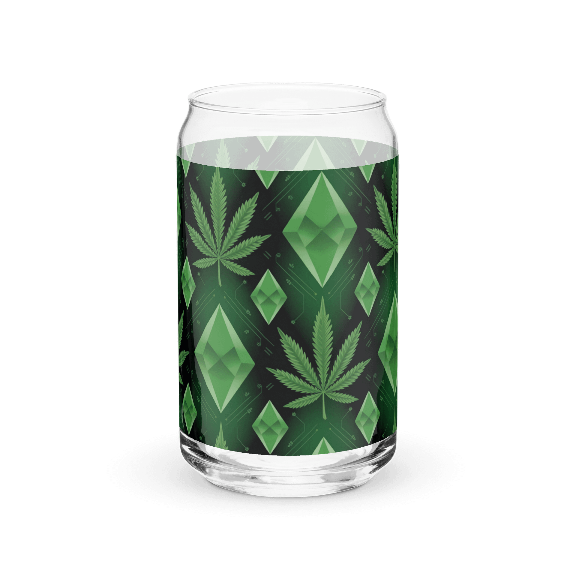 Cannabis & Diamonds Design | 16oz Can-Shaped Glass | A Stylish Twist on Glassware product image (2)