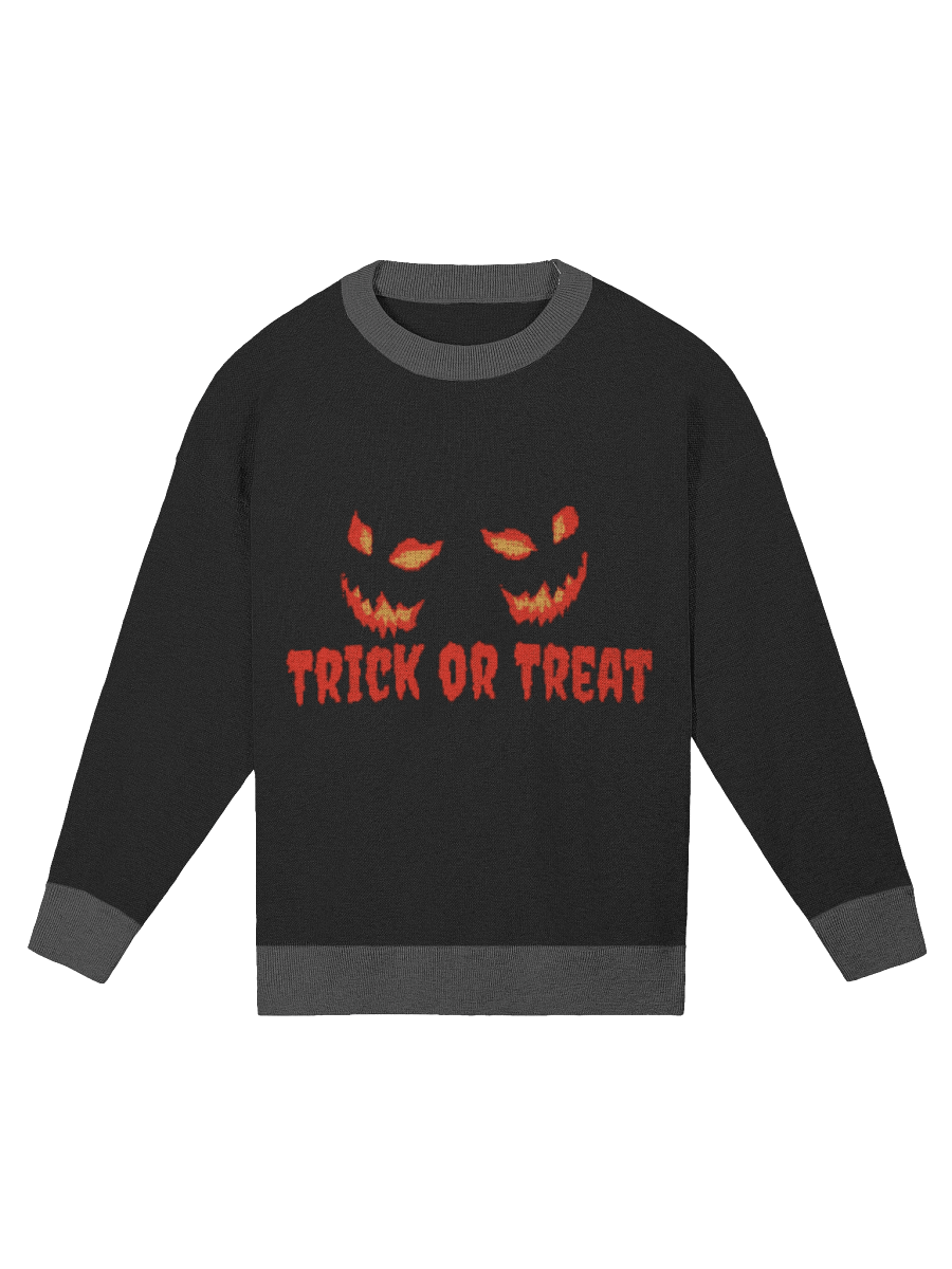 Trick or Treat Relaxed Jacquard Sweater – Halloween Knit Pullover with Jack-o’-Lantern Faces product image (1)