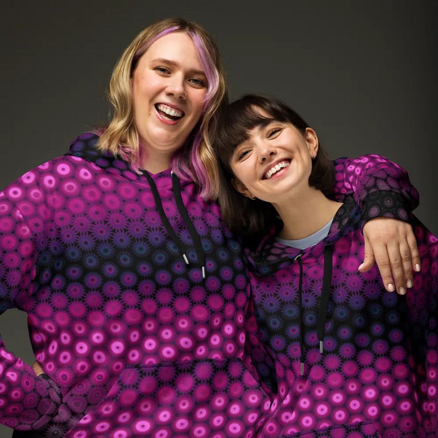 Abstract Raspberry and Black Unisex All Over Print Hoodie product image (4)