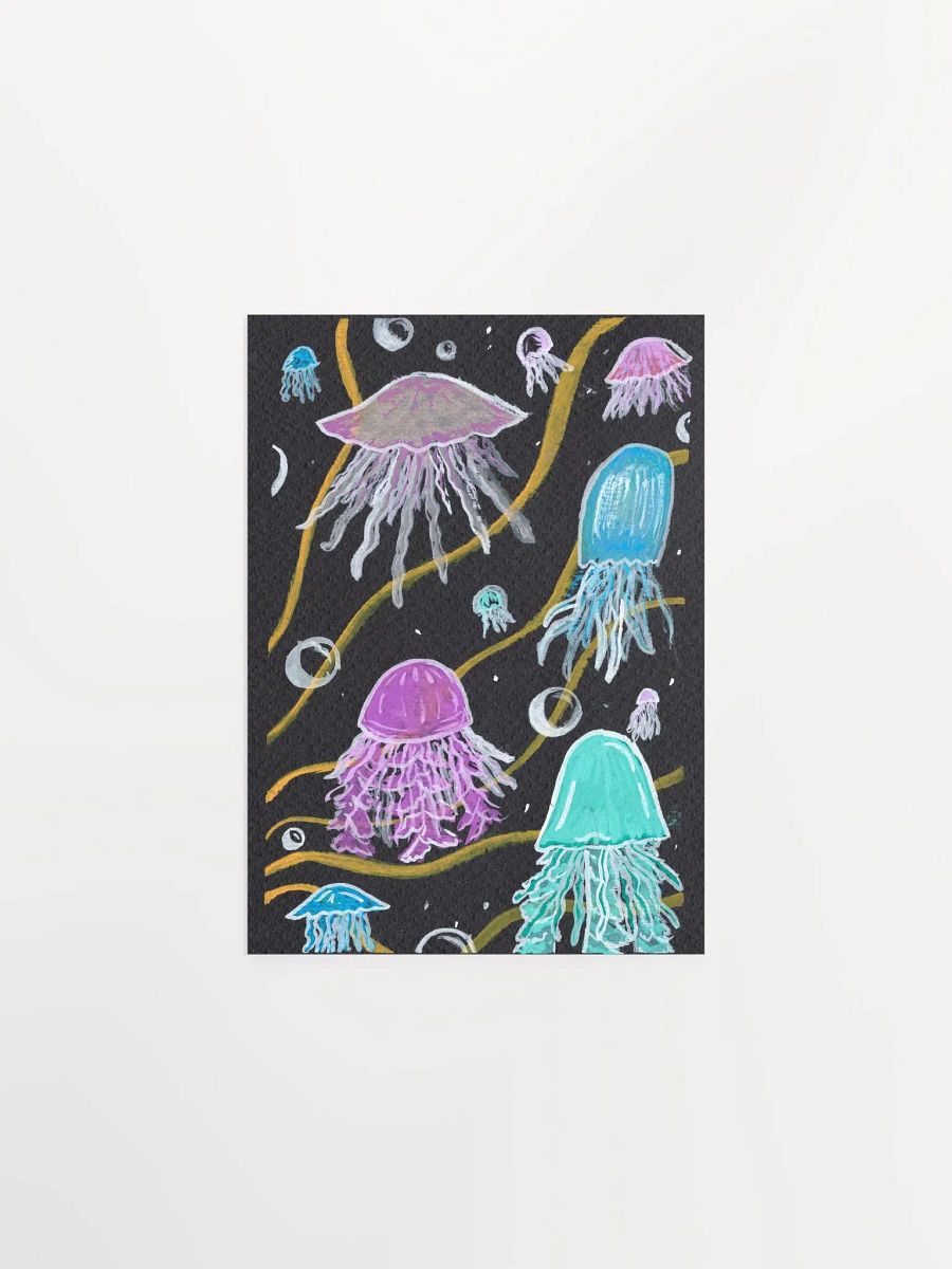 jellyfish in all shapes and sizes - gouache on black paper - print product image (3)
