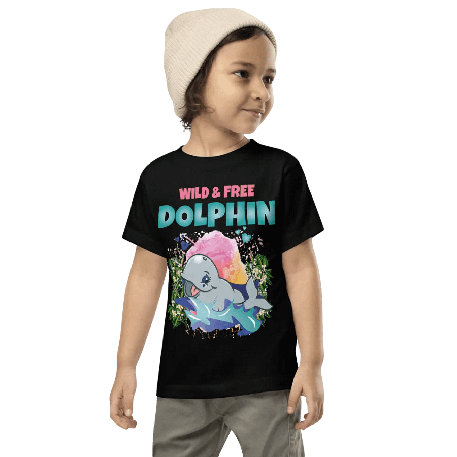 Dolphin Wild and Free Colorful Funny Cute Bella+ Canvas Toddler T-Shirt – Fun Gift for Kids product image (7)