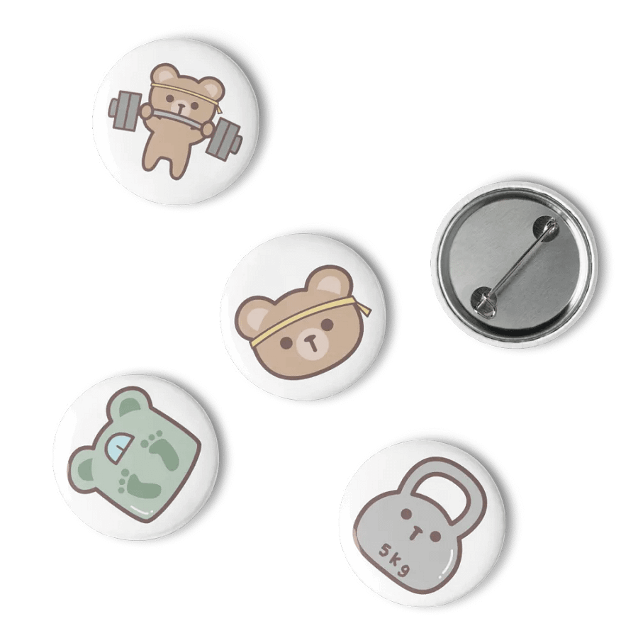 Bear Power Fitness Sport Pin Buttons Set product image (15)