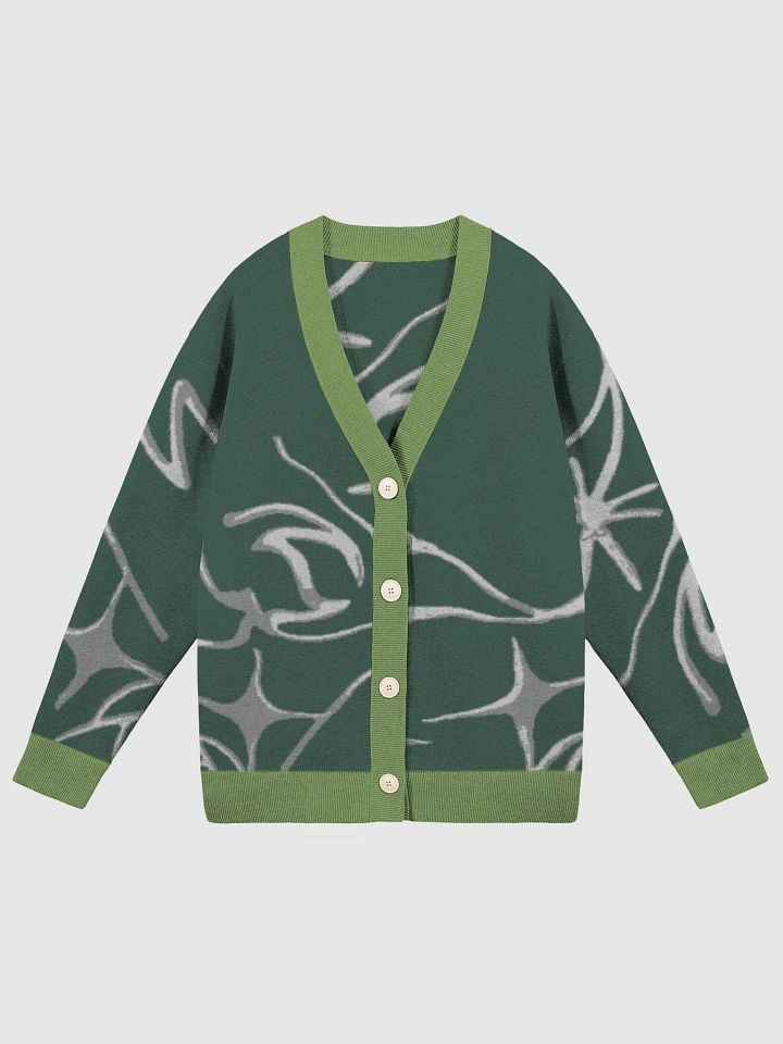Green Metallic Flower Knit Cardigan product image (1)