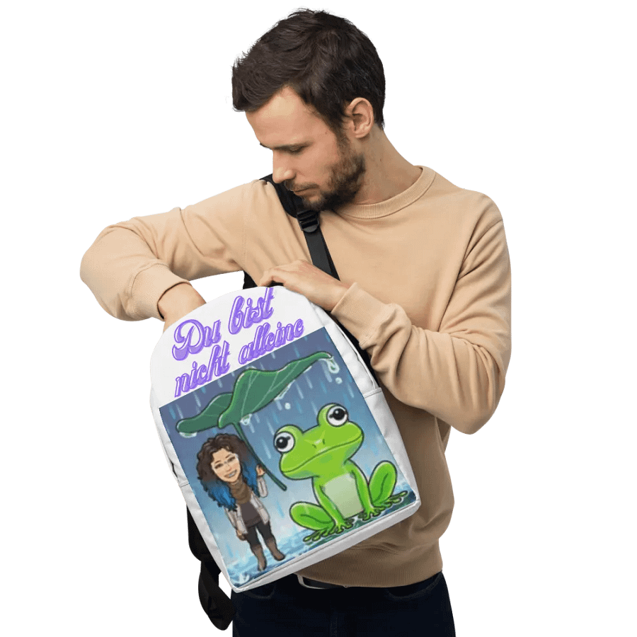 Minimalistischer Rucksacktasche mit dem Aufdruck ´´ du bist nicht alleine´´ product image (9)