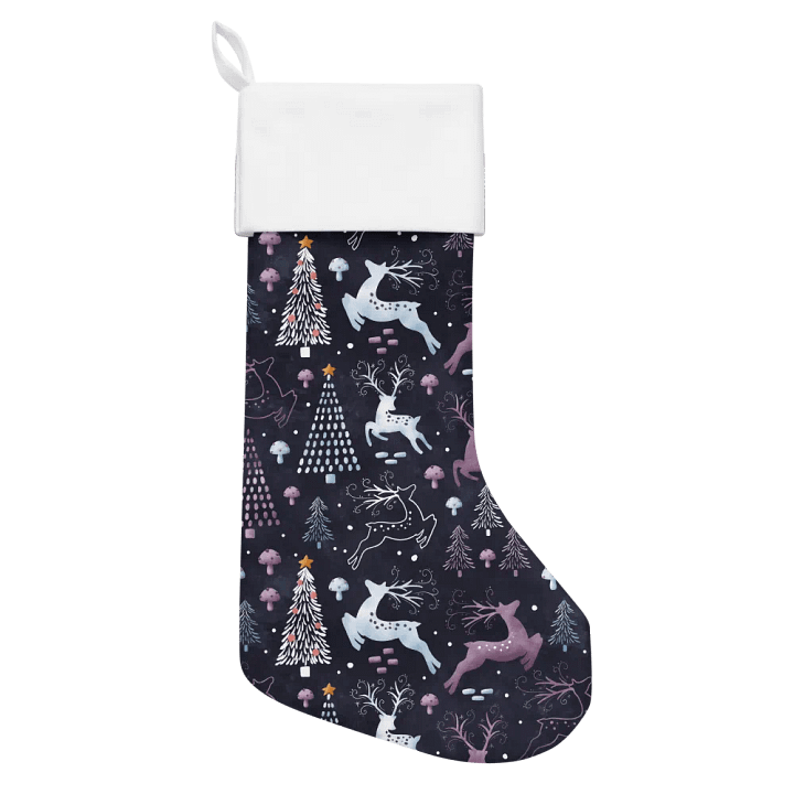 Whimsical Christmas Stocking with Christmas Trees and Deers product image (1)
