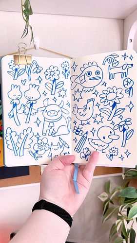 Wahoooooo!!! Sketchbook time!! I bloody love drawing little random creatures and flowers in my sketchbook!!!!!!!! 

Here I us...