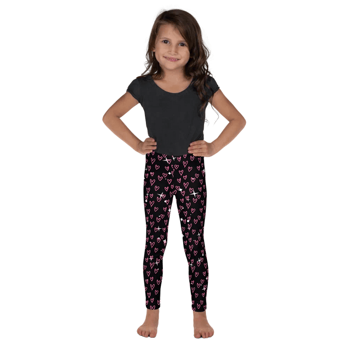 Heartfelt Whimsy Black Kids Leggings with Stars product image (1)