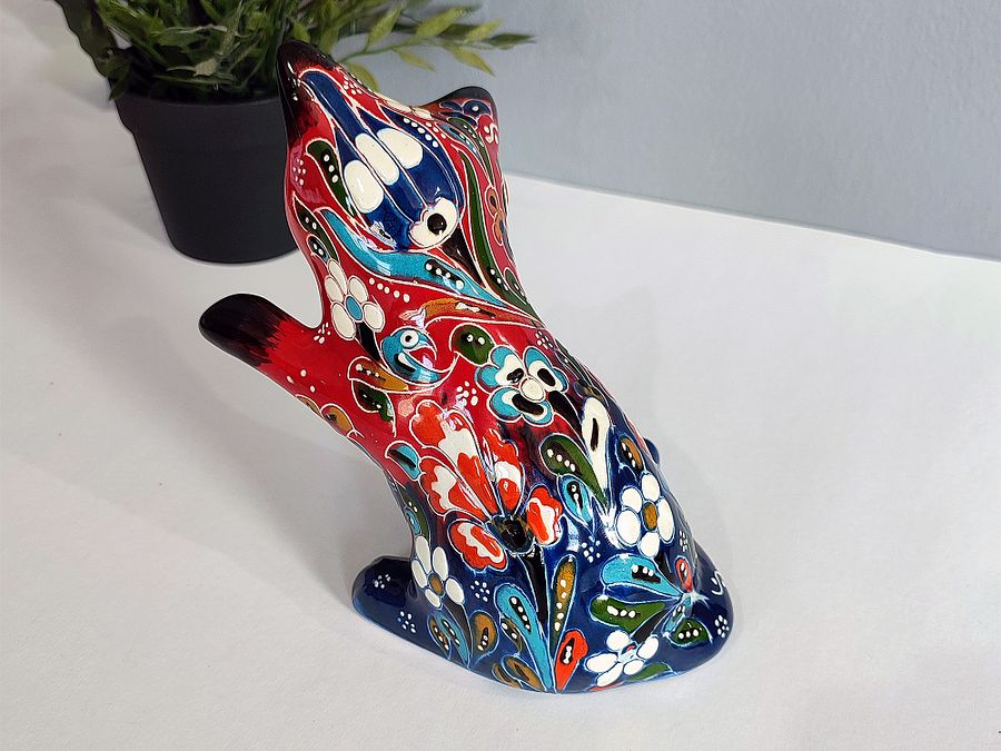 Ceramic handmade cat, Turkish decor (Red) — handmade pottery product image (5)