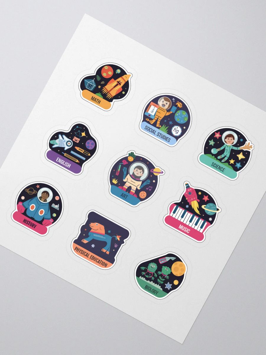 Back To School Space Adventure themed Subject Sticker Pack product image (2)
