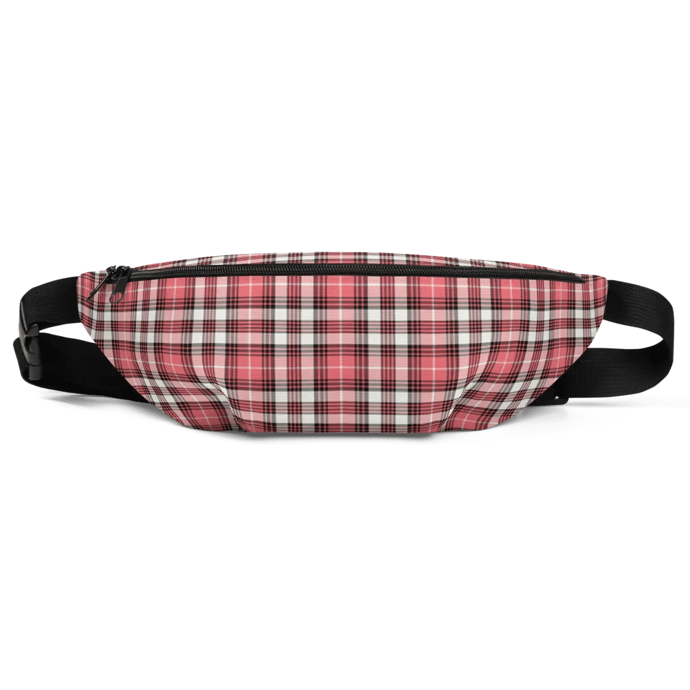 Coral Pink, Black, and White Plaid Fanny Pack product image (2)