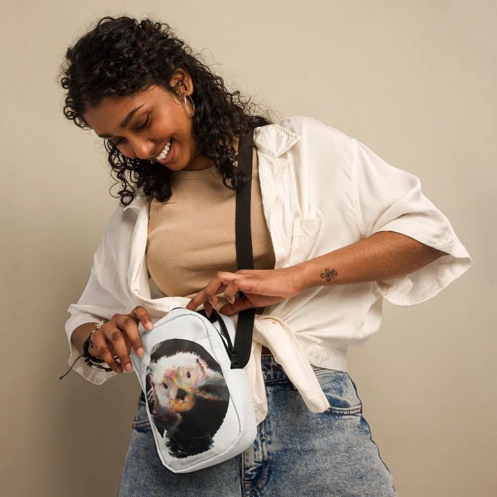 Watercolor Sea Otter All-Over Print Crossbody Bag product image (2)
