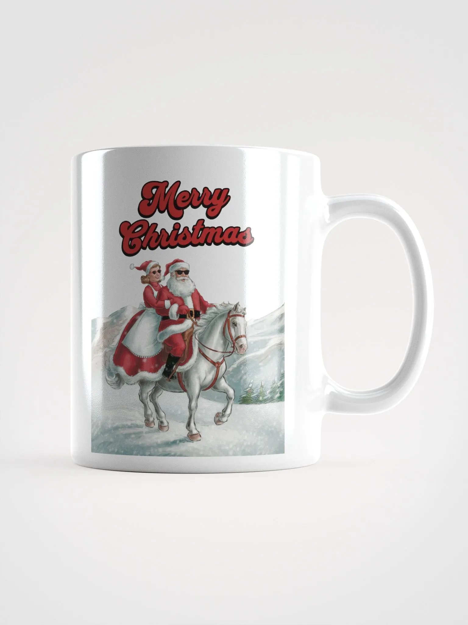 Mr. and Mrs. Santa Claus Horse Riding White Mug product image (1)