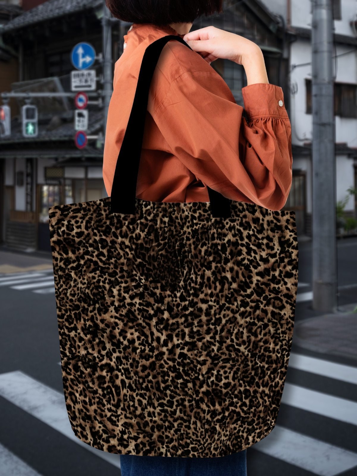 Large Tote Bag "Chic Dark Brown Leopard" product image (2)