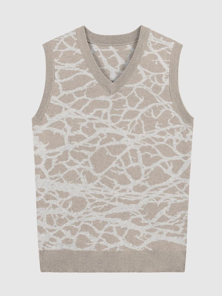 Organic Abstract Taupe Knitted Vest product image (1)