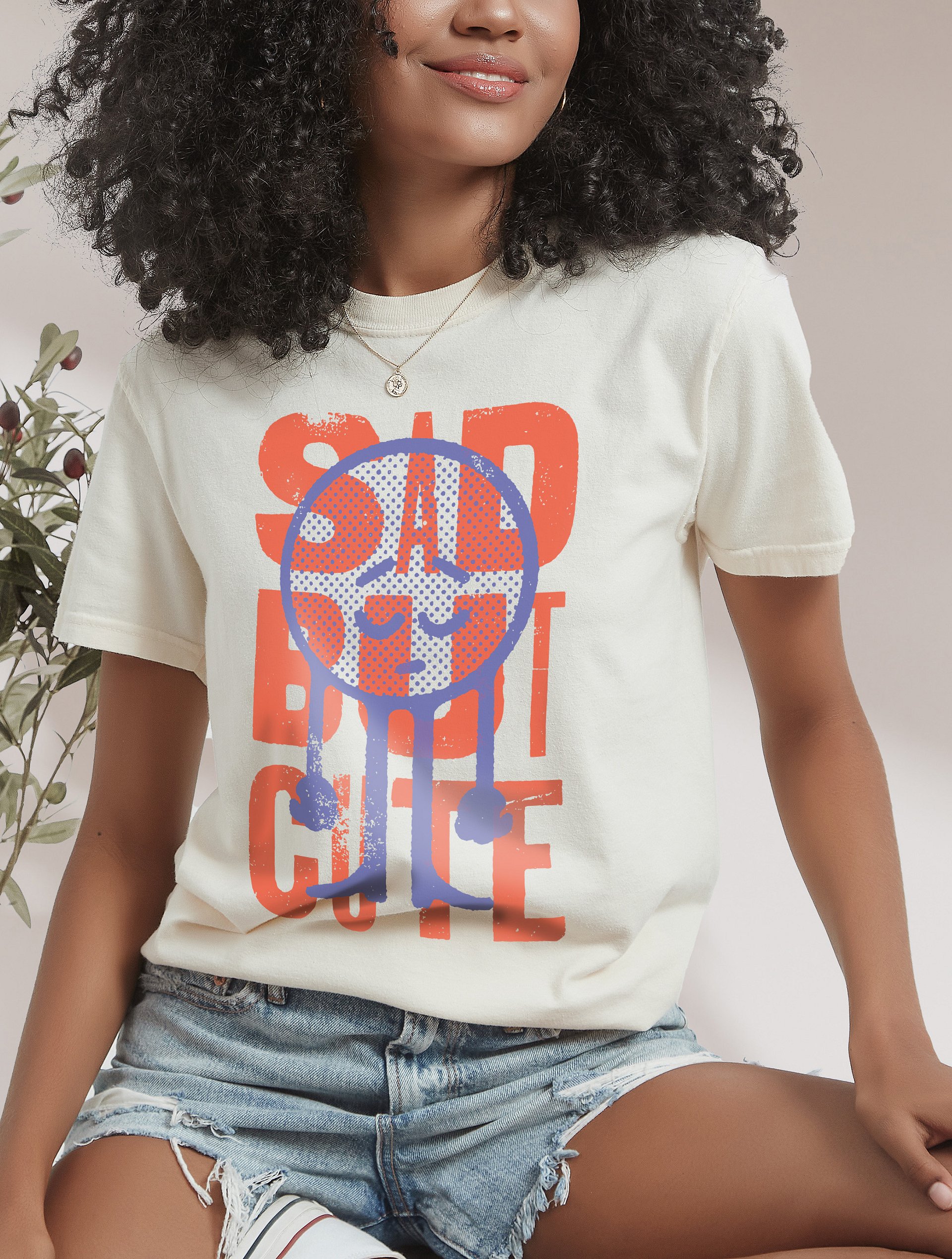 Sad but Cute (Sad but True) | Funny Pun Irony Retro-Style Hipster T-Shirt of a Sad Mascot product image (15)