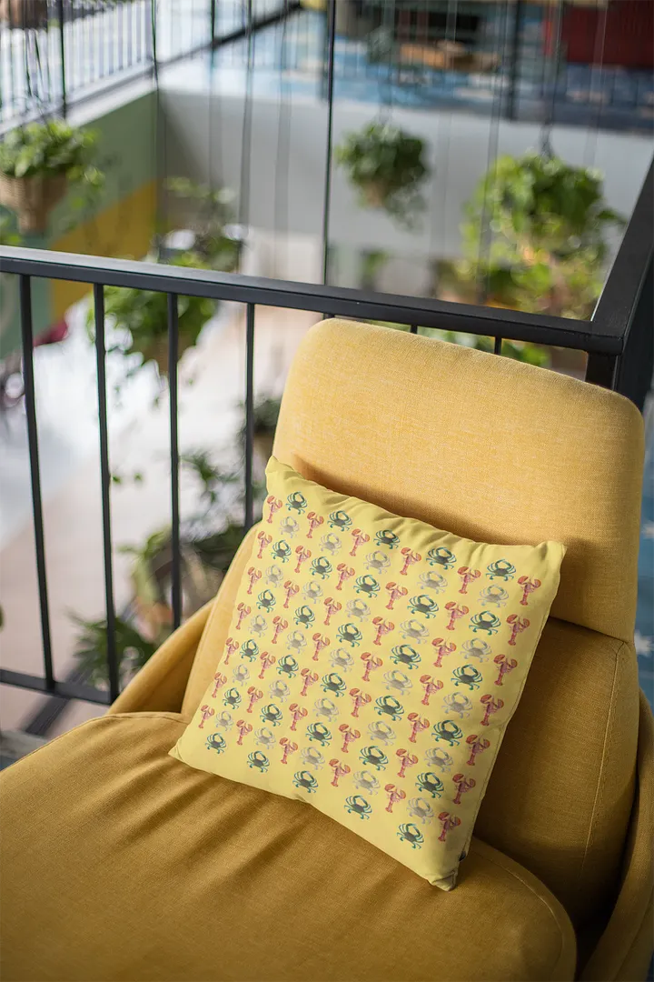 Crab and Lobster Yellow Pillow product image (1)