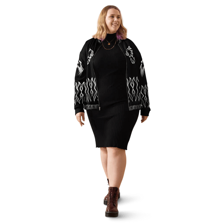 All-Over Print Bomber Jacket by Sublicolor 144 Black and White/Gripen product image (2)