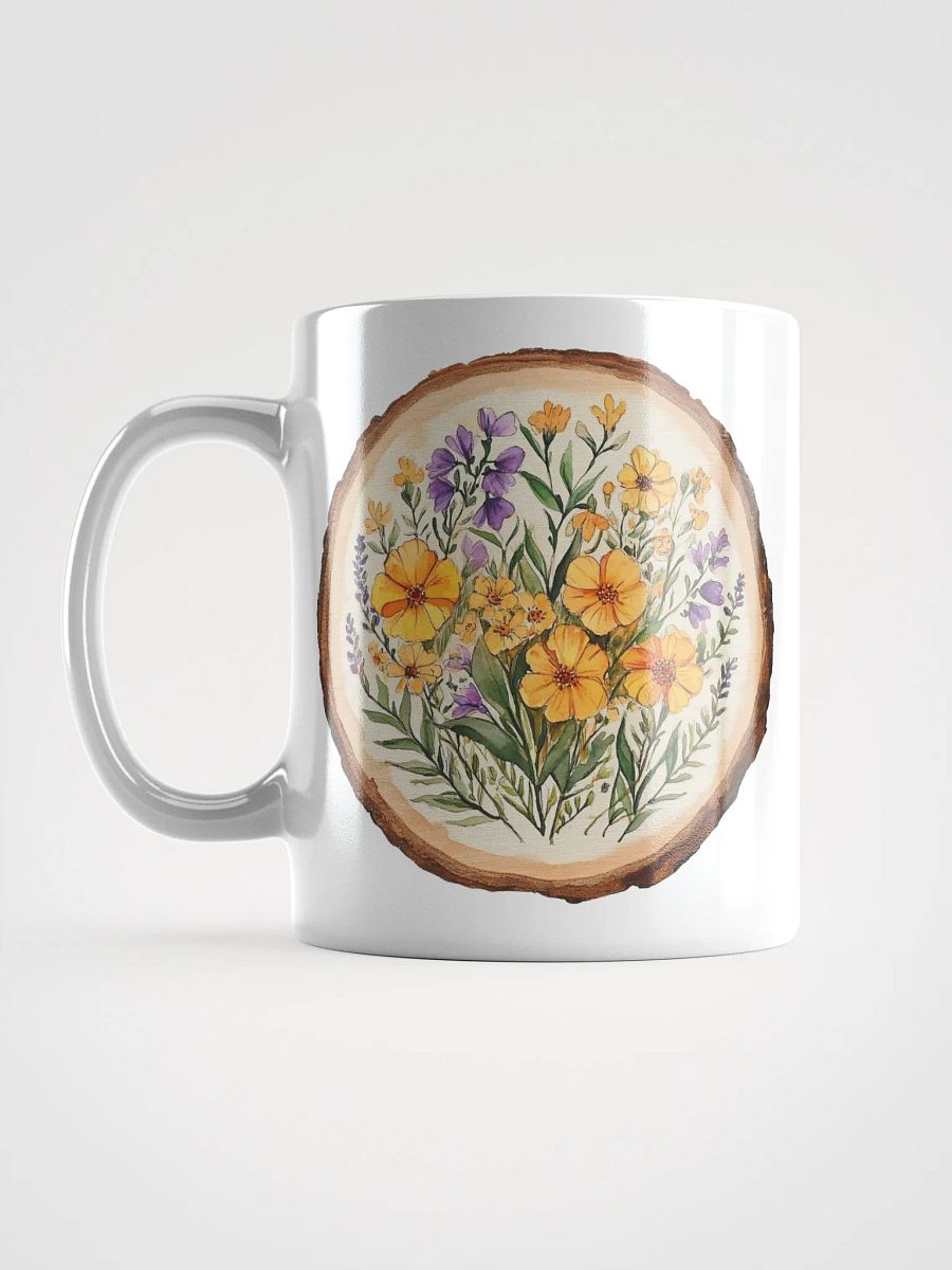 Yellow Orange Wildflower Round Wood Art Ceramic Mug product image (16)