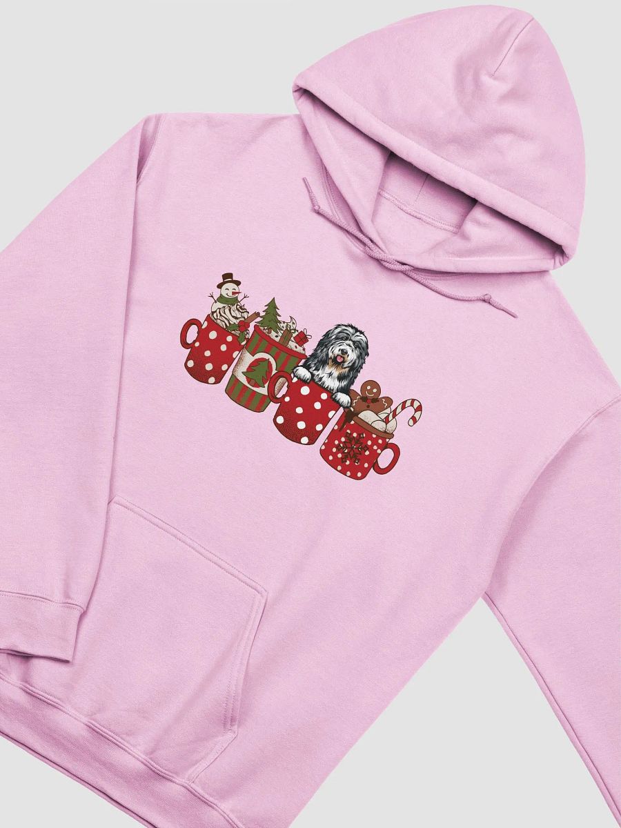 Cute Bearded Collie in a Christmas Cup Hooded Sweatshirt | Funny Christmas Pup in a Cup product image (10)