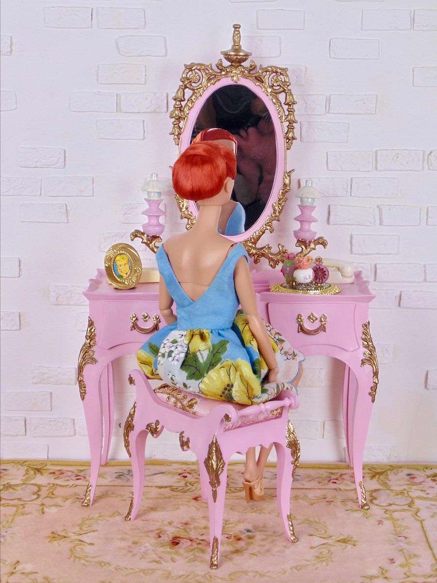 Refurbished vintage Susy Goose vanity for 12” fashion dolls PINK product image (4)