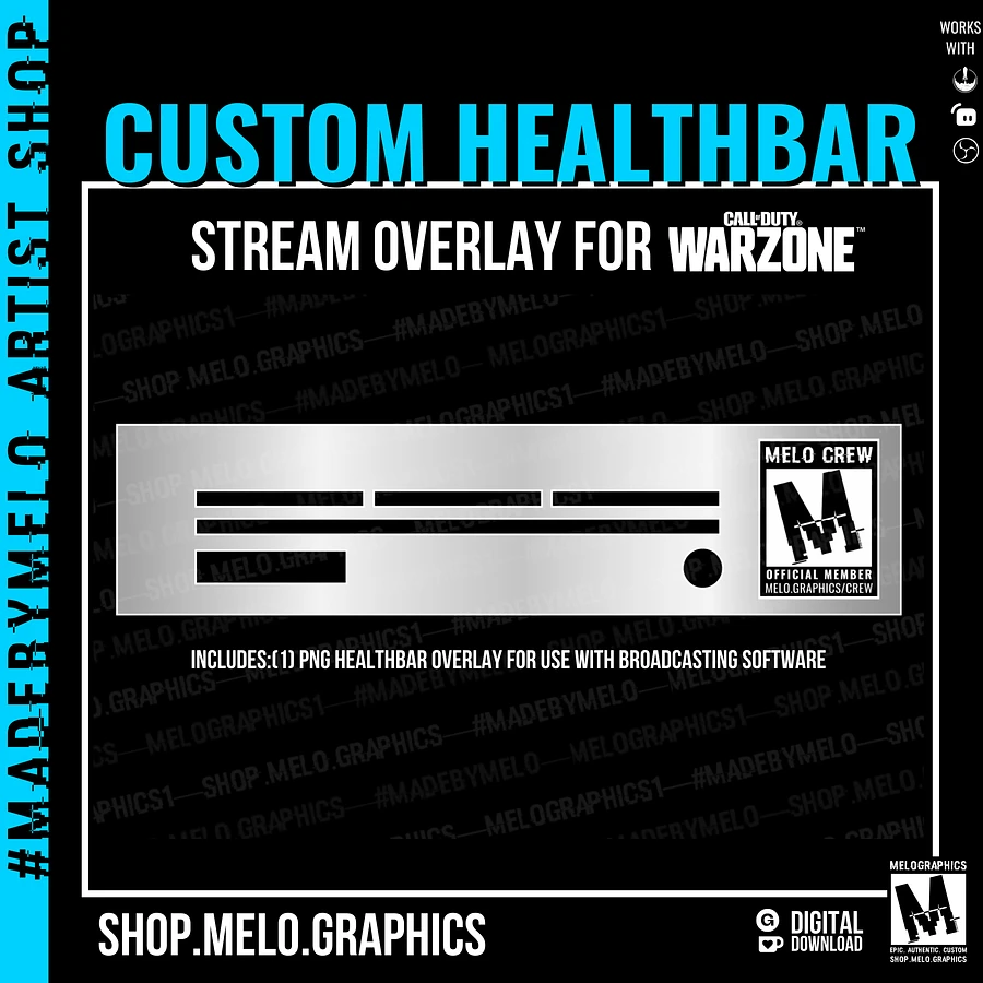 Custom Healthbar Stream Overlay: Fortnite Apex Legends, Warzone | #MadeByMELO product image (3)