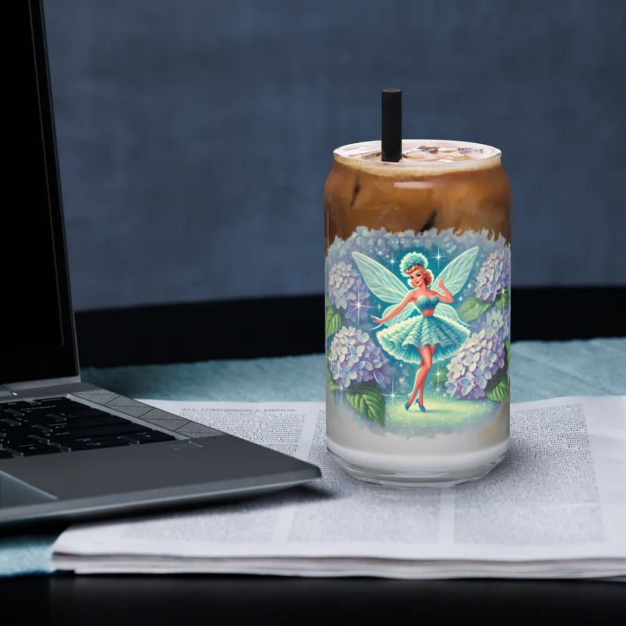 Blue Hydrangea Fairy Can Shaped Glass product image (33)