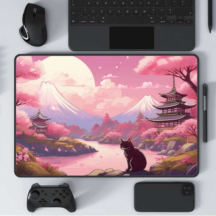 Whiskered Blossoms Large Mouse Pad (12 x 18) product image (1)