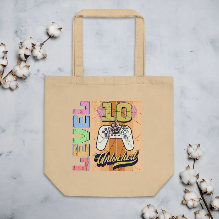 Level 10 Unlocked Grunge Gaming Tote Bag product image (3)