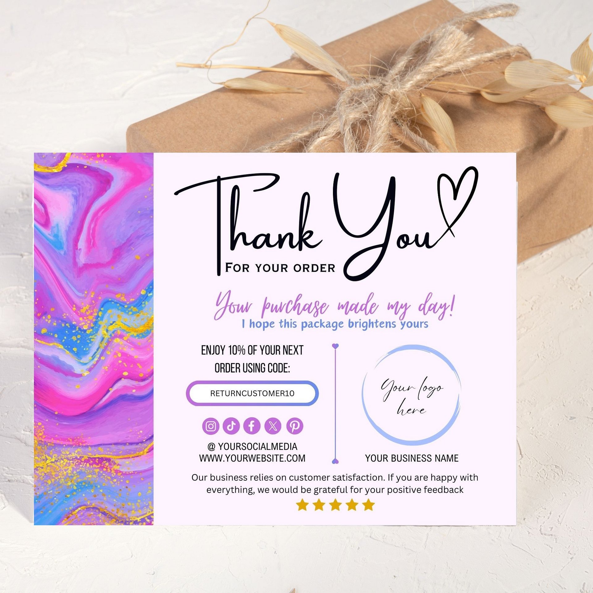 Unicorn - Thank You Card Template product image (3)