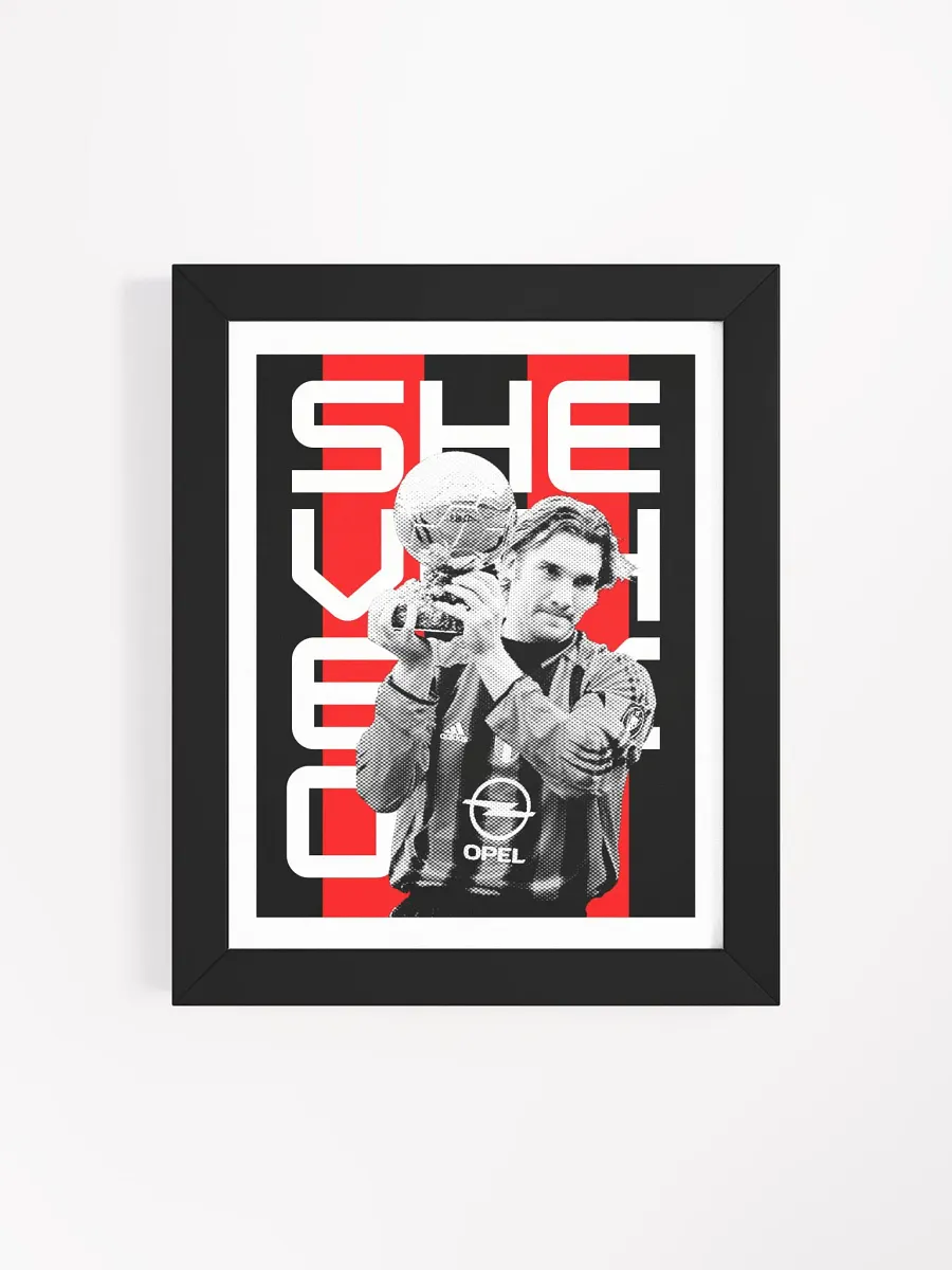 Andriy Shevchenko BW AC Milan Name Art Framed Print product image (1)