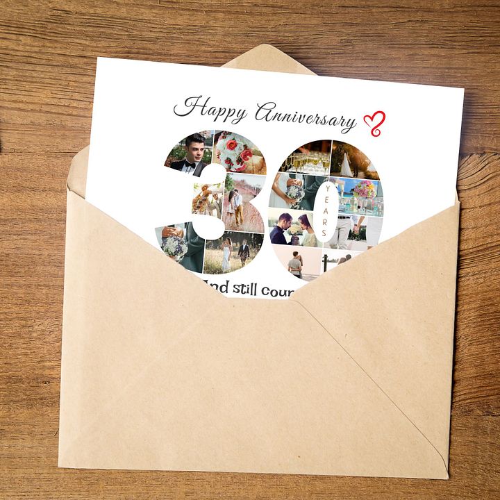 30 Year Anniversary Photo Card Editable Canva Template product image (2)