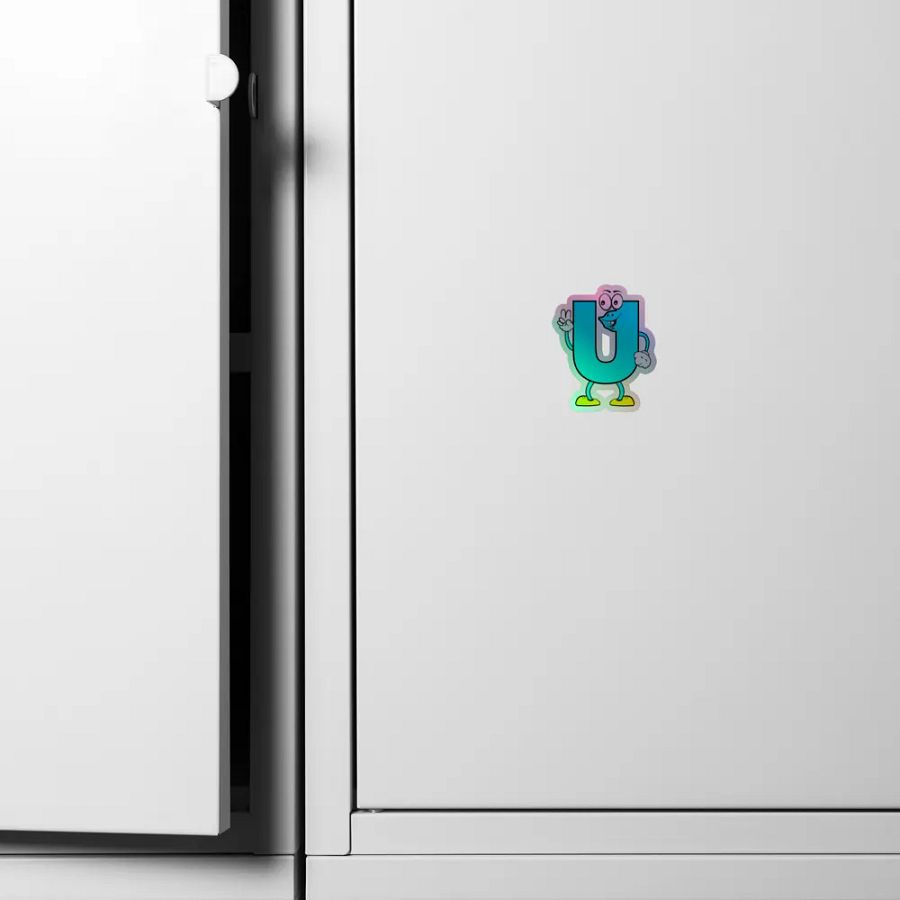 U Letter Cartoon Character Holographic Sticker product image (6)