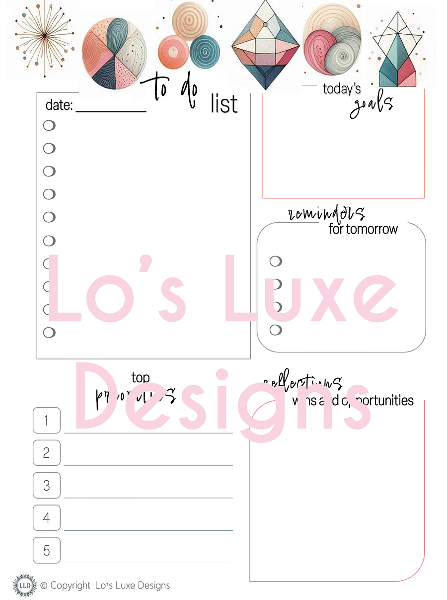 Vibrant Abstract To Do List Bundle - 8.5x11 Printable product image (1)