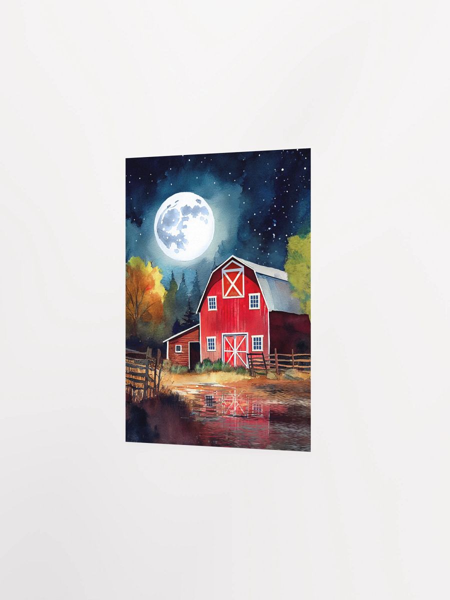 Old Red Barn under Full Moon Studio Art Print product image (10)