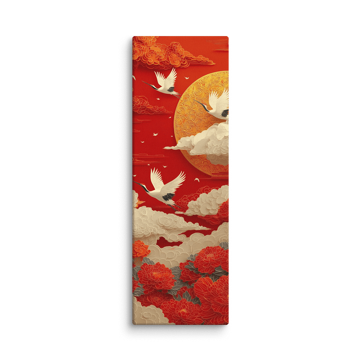 Canvas Print - 'Cranes Past the Golden Moon' product image (2)