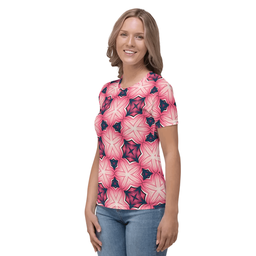 Soft Pink and Blue Geometric Print Top product image (6)