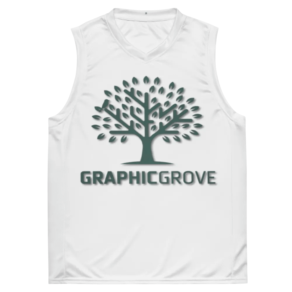 Graphic Grove Recycled Unisex Basketball Jersey - White with Tree Design product image (2)