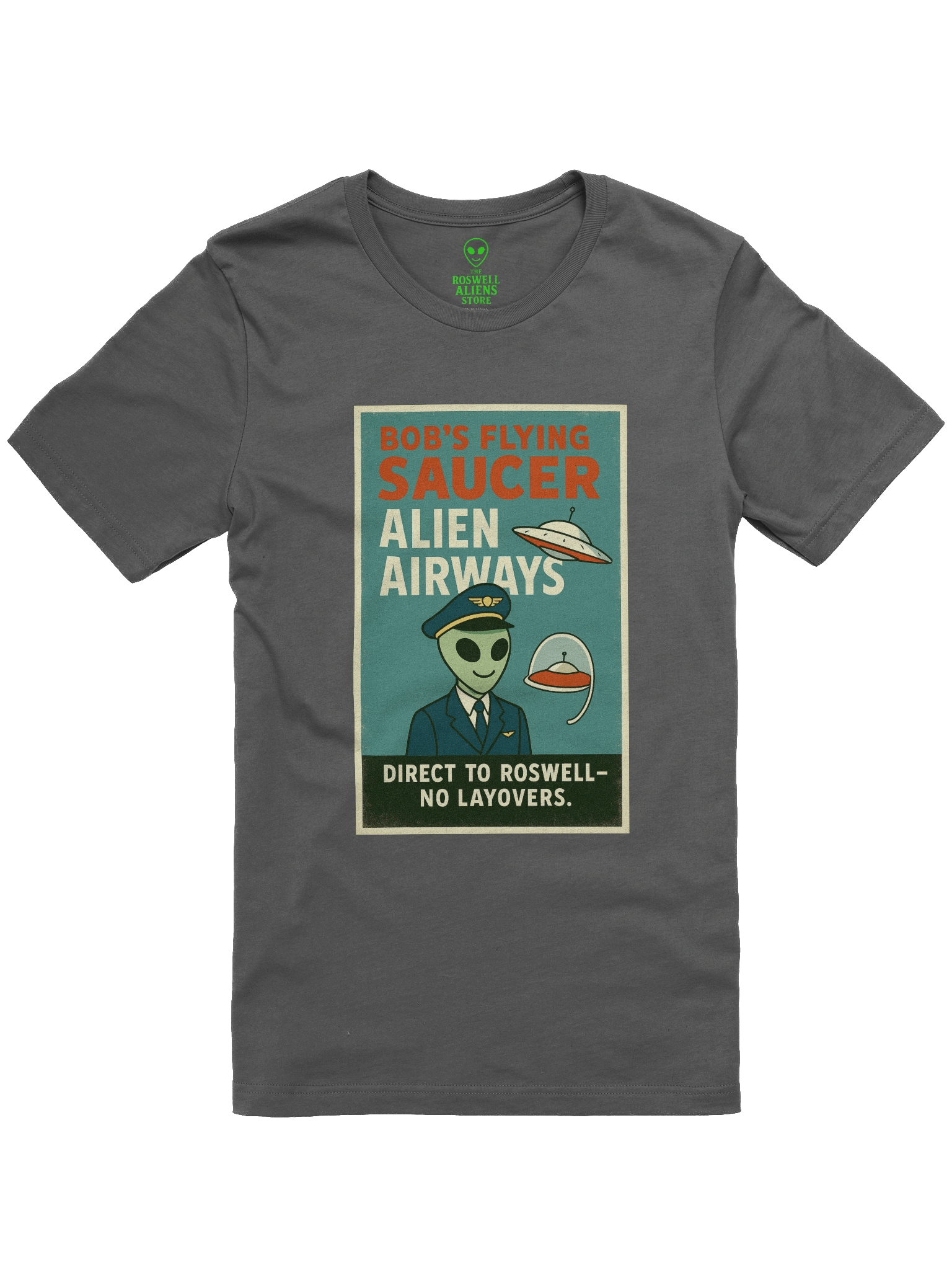 Roswell Alien Airways UFO Retro Airline Pilot Poster Unisex T-Shirt product image (1)