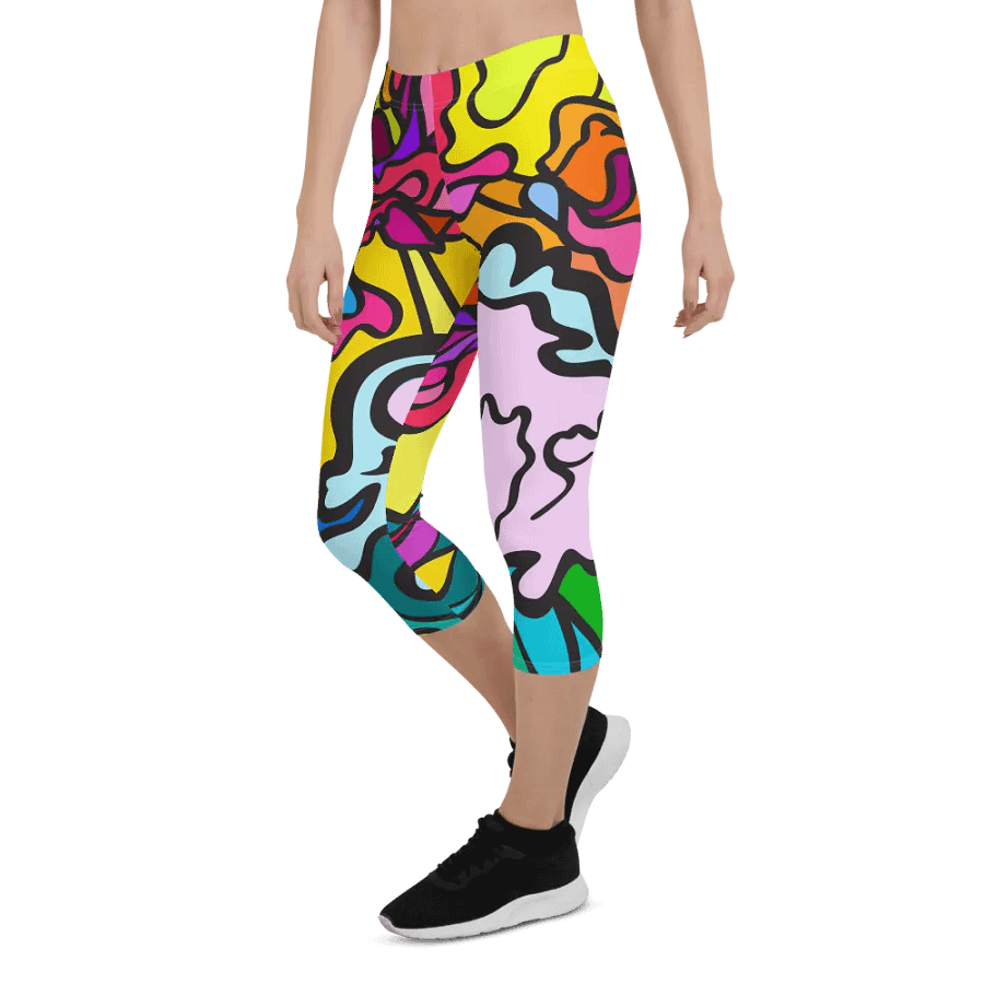 Vibrant Motion Custom Capri Leggings - Wave at Sunset product image (5)