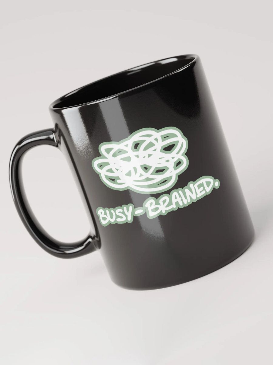 *not* mentally linear (lined design, #96B697) glossy black mug product image (8)