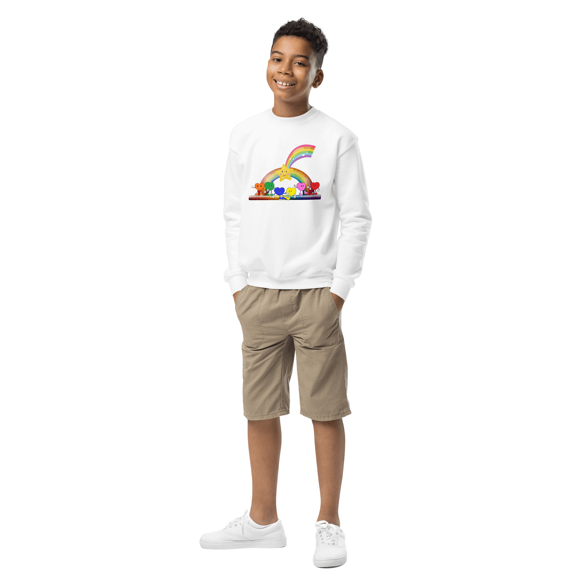 Rainbow Star Hearts' Cozy Sweatshirt product image (8)