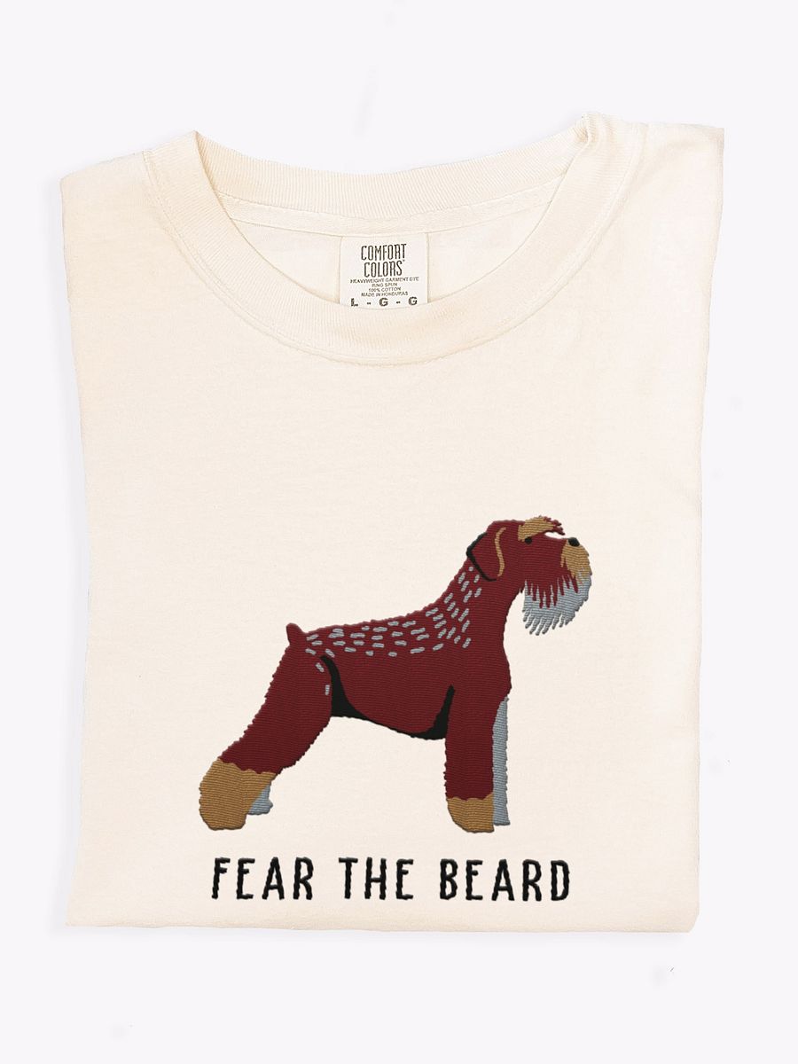 Fear the Beard T-Shirt(Embroidered) of a Schnauzer(Brown) product image (1)